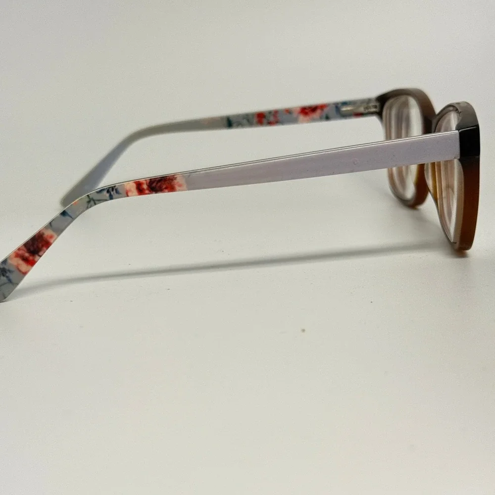 Rachel‎ Roy Delight Eyeglasses Pecan Brown Floral Frames 53-16-135 Eyewear